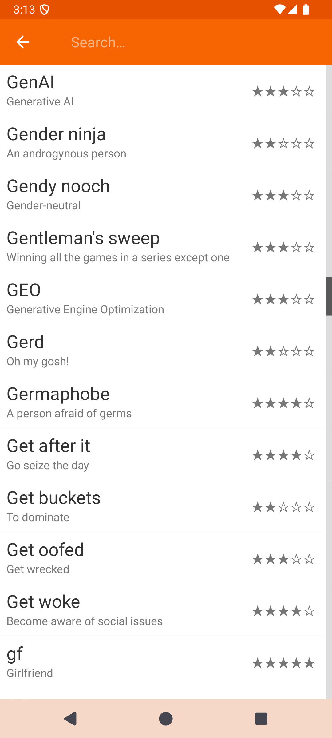 Search and Browse Slang