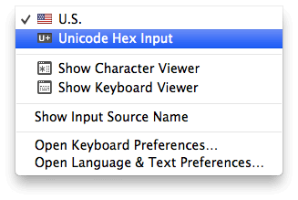 Unicode Hex Input Menu Option