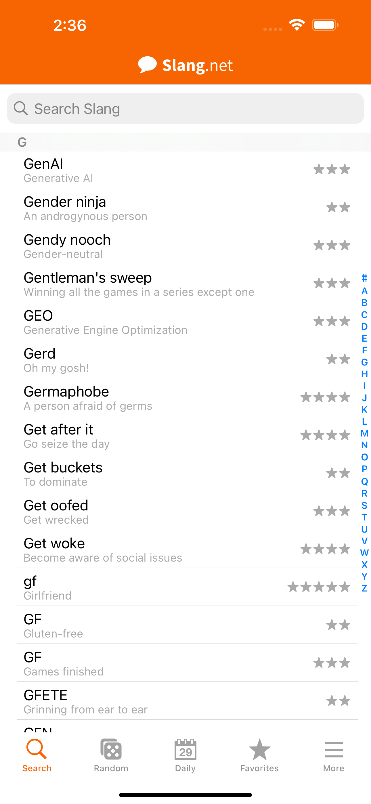 iPhone App Slang Terms List