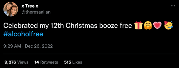Celebratory booze-free tweet