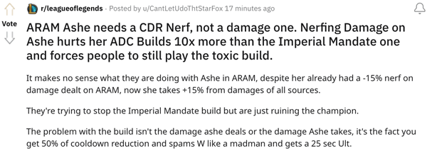 A player arguing for a CDR nerf
