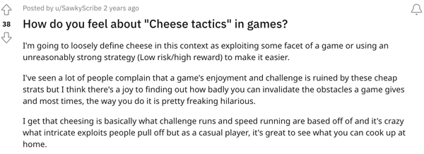 One gamer's (ironically) balanced take on cheese