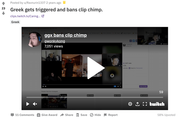 Some streamers dislike clip chimps so much that they ban them
