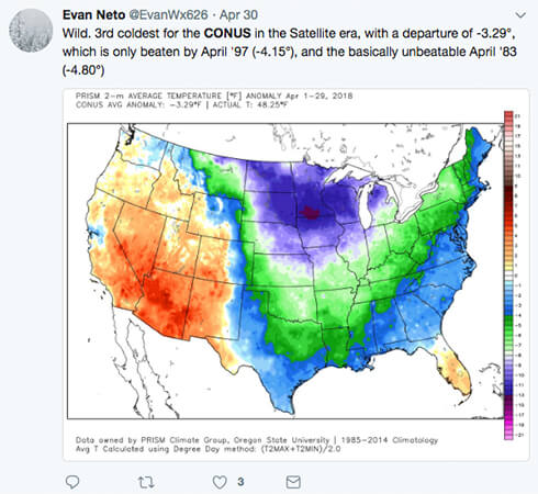 Who doesn't love a good tweet about CONUS temperatures?