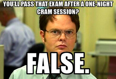 Dwight is not a fan of cramming for an exam