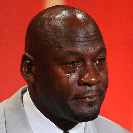 The original image of Michael Jordan crying in 2009