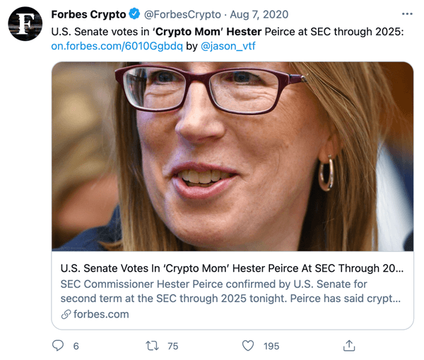 Crypto Mom will remain at the SEC through at least 2025