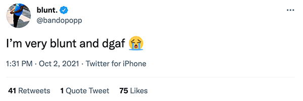 A DGAF tweet