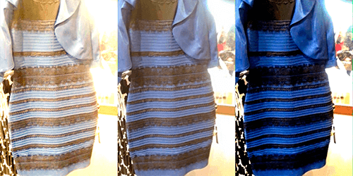 Three different perspectives of the same dress that started Dressgate