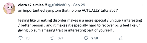 A Twitter user discussing EDs