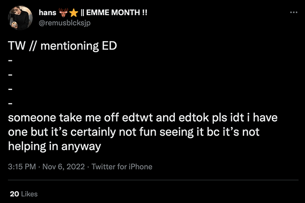 Tweet about the dangers of edtok and edtwt