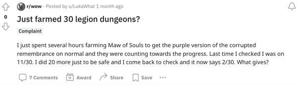 A WoW player who farmed the Maw of Souls dungeon