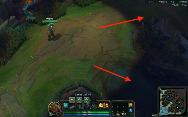 Arrows pointing to the fog in LoL