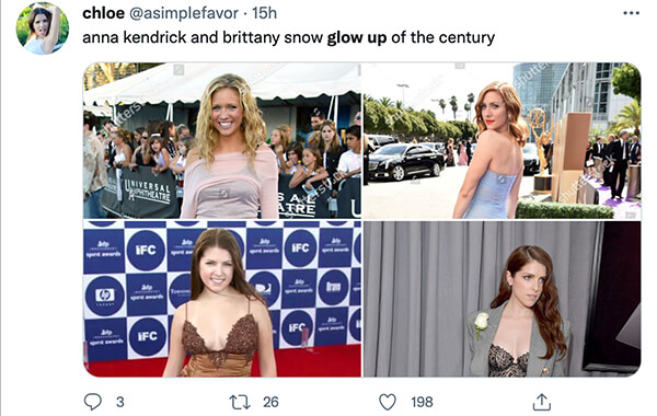 Celebrity glow up tweet