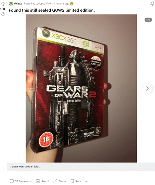 A gamer excited to have found a copy of GOW2