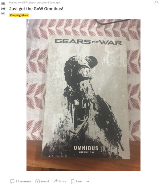 A player excited to dive into some supplemental GOW material