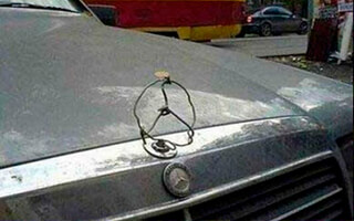 A janky attempt at a Mercedes hood ornament