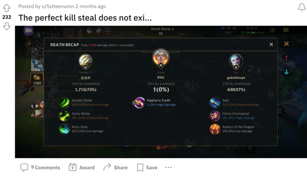 A LoL player bragging about an epic KS