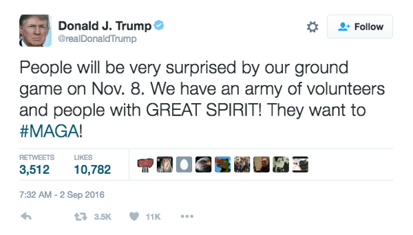 September 2016 Donald Trump tweet