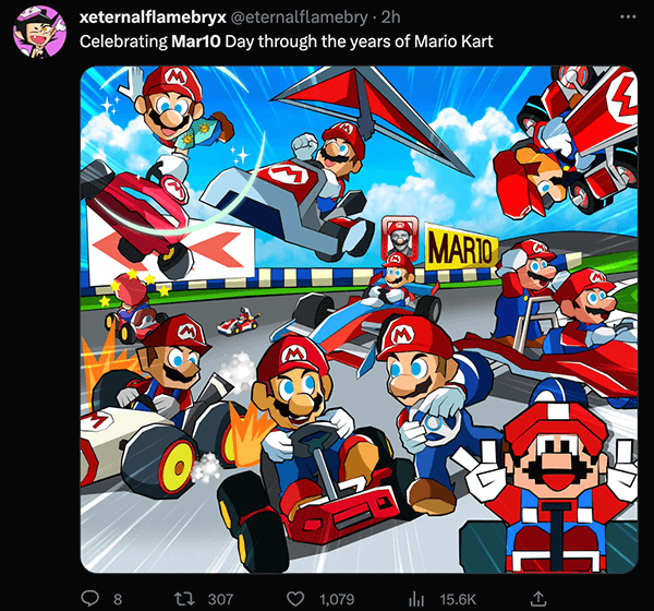 Another Mar10 tweet celebrating Mario Kart through the years