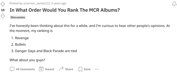 An MCR fan ranks the band's albums