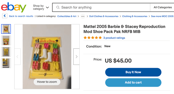A MIB Barbie accessory pack on eBay