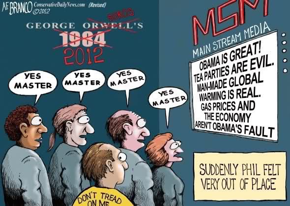 Conservative cartoon criticizing MSM