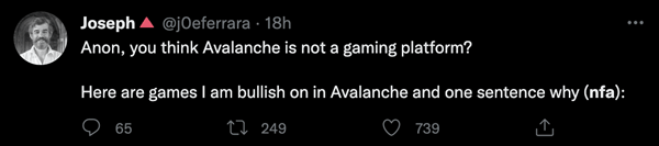 A man who definitely isn't encouraging you to invest in Avalanche, no sir