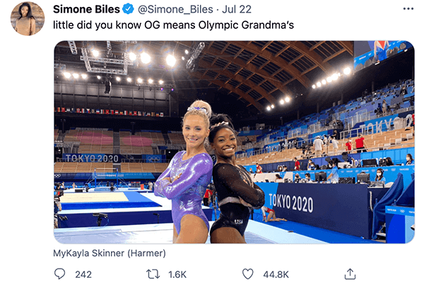 Simone Biles' Olympic grandmas tweet