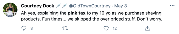 A Twitter user who explained the pink tax to her child
