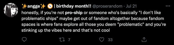 Some fans have strong feelings about being pro-ship vs. anti-ship