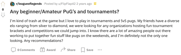 A LoL player looking for some PUGs