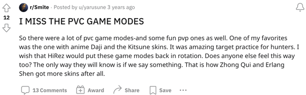 A Smite player who prefers the game's PvC modes