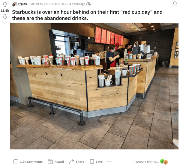 Remember to be kind to your local Sbux workers on Red Cup Day