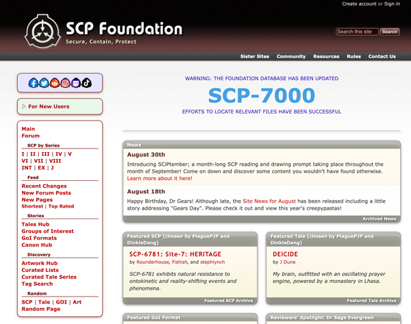 The SCP Foundation wiki