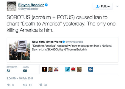 Elayne Boosler tweeting about SCROTUS