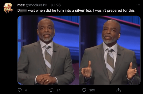 A Twitter user who believes LeVar Burton is a silver fox