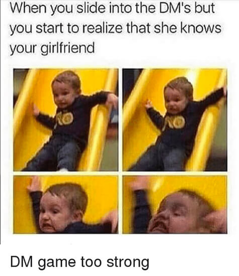 Meme about sliding into a girl's DMs