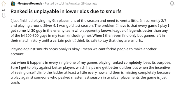 Meaning of smurf in League of legends LoL