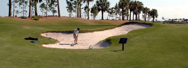 Getting caught in a sand trap is a great way to score a snowman
