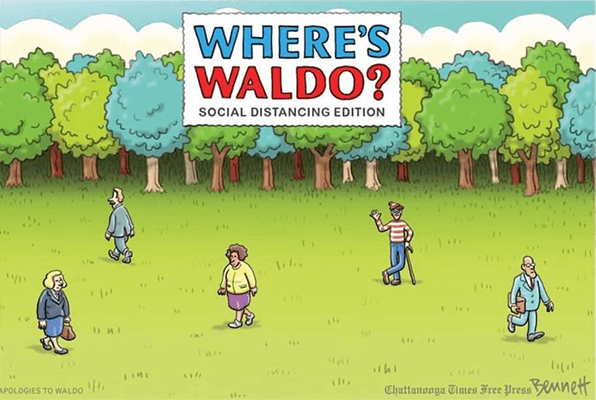 One of the benefits of social distancing is it's easier to find Waldo