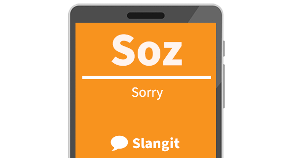 Soz means &quot;I'm sorry&quot;