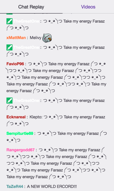 The chat section of a game streaming on Twitch