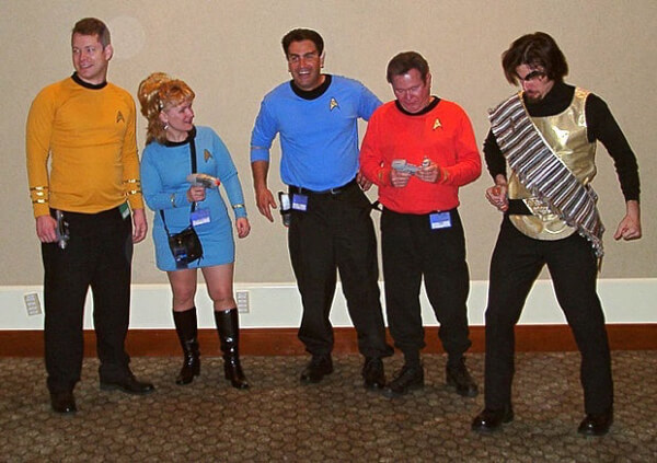 Trekkies dressed up at a convention