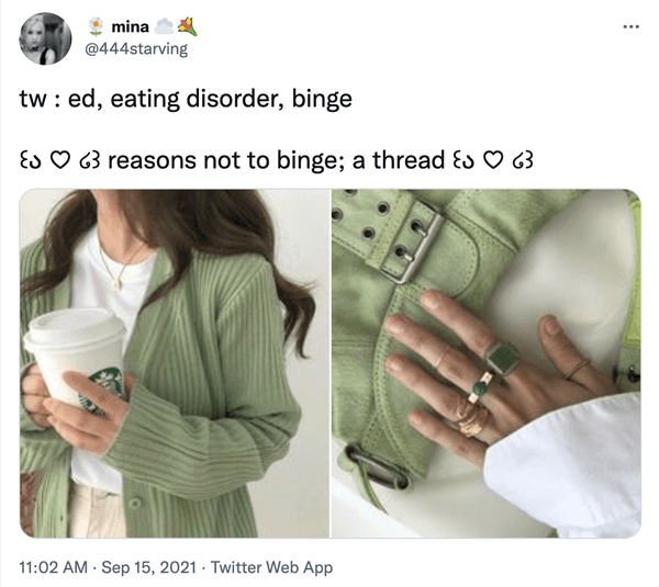 A TW warning of eating disorder-related content