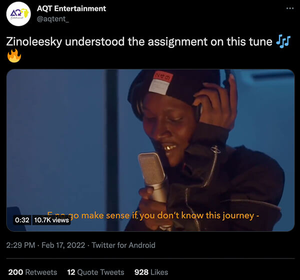 Tweet about a musician that understood the assignment