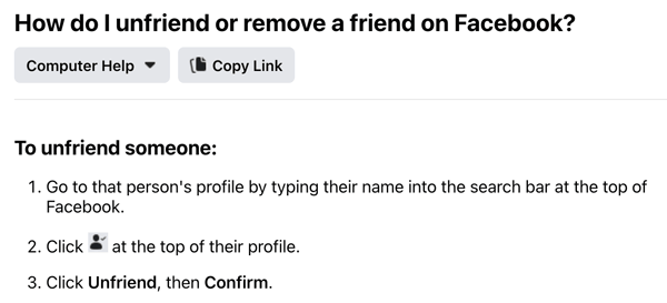 Facebook's official unfriending instructions