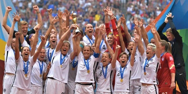 The USWNT after winning the 2015 World Cup