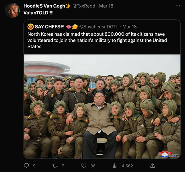 North Korea voluntold tweet