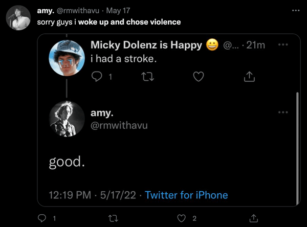 A Twitter user who woke up and chose violence